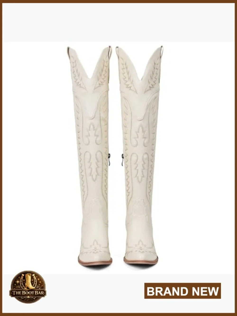 Leather Over-the-Knee Cowboy Boots with Chunky Heel and Square Toe
